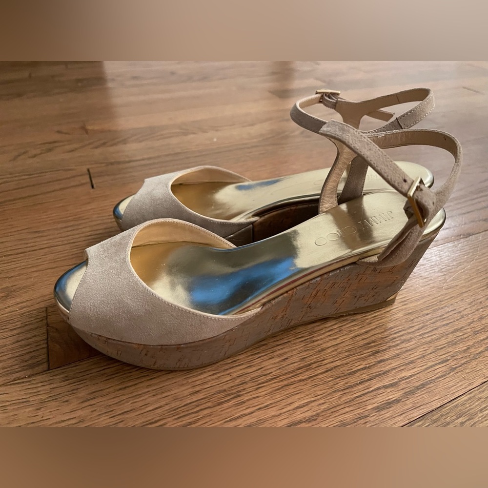 Jimmy Choo Cork Wedge platform suede fabrics 38.5